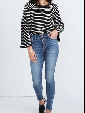 Madewell High-Rise Button-Fly Skinny Jeans in Medium Blue